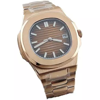 Nautilus Watch NH35 No Logo 40mm Men s Stainless Steel Mechanical Watch NH35 Movement Watch, Rose Coffee