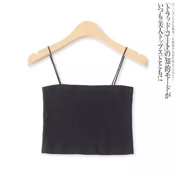 Navel Vest Summer New Foreign Trade Women clothes Versatile Fashion Solid Spaghetti Strap Slimming Sling Tube Top 16039 Black M