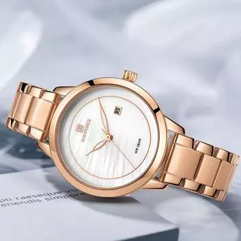 NAVIFORCE Женские кварцевые водонепроницаемые часы из нержавеющей стали