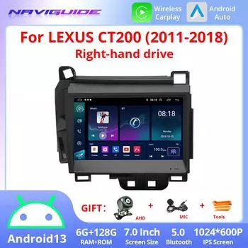 NAVIGUIDE 7,0-дюймовый CarPlay автомобильный радиоприемник для LEXUS CT200 RHD 2011-2018 GPS стерео мультимедиа видео FM RDS Wifi BT без DVD беспроводной Carplay Android Auto красный