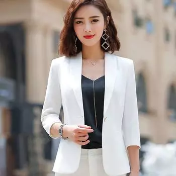 Naviu, новый модный блейзер, женские куртки, летняя одежда, белое пальто с короткими рукавами, офисная женская рабочая одежда, топы M