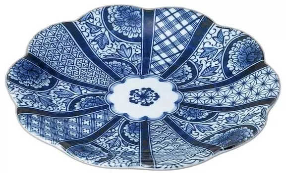 Navy Blue Flower Plate x 24 x Medium Plate Setomonohonpo 8.0 [24 3cm]