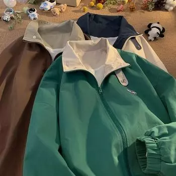 Мужская куртка темно-синего цвета, весенне-осенняя, в стиле ретро, с воротником-стойкой, рабочая куртка, куртка-бомбер, бейсбольная форма L