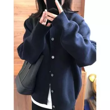 Navy Blue Lazy Chic Sweater Coat Sweater Navy S