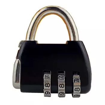 Навесной замок с 3-значным кодовым замком, прочный цинковый сплав, багажные замки для чемодана, черный