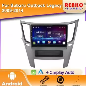 Навигация GPS Android Auto для Subaru Outback 4 Legacy 5 2009-2014 Carplay автомобильный видеоплеер 2din DVD мультимедийное головное устройство 2K BT 4 core 1GB+32GB carplay