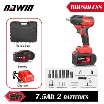 NAWIN 380NM Гаечный ключ Электрический ударный гайковерт 21 В Бесщеточный гаечный ключ Гнездо для установки литиевой батареи Электроинструменты 4.0Ah