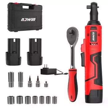 Nawin Rechargeable Ratchet Wrench Cordless Electric Ratchet Wrench Socket Wrench Set Garage Tool Set Maximum Torque 55Nm Renovation Scaffolding