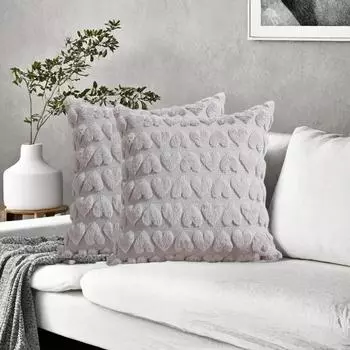 Наволочка 3D с рисунком сердца, короткая плюшевая подушка 45*45 см со скрытой застежкой-молнией 45x45cm кремовый