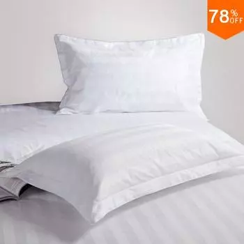 Наволочка 5-звездочного отеля, гладкий глянцевый чехол, полный 100% хлопок, белая хлопковая ткань с параллельными линиями, постельное белье для отелей, наволочка 1PC 50 wide 80 cm