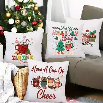 Наволочка для детской комнаты с рисунком «Рождественское веселье», чехол для подушки «Детская комната», новогодние украшения, подарки для семьи