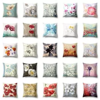 Наволочка для дивана для гостиной, наволочка для сада, отеля, наволочка с масляной живописью, наволочка с цветком, подушка из полиэстера 40x40cm