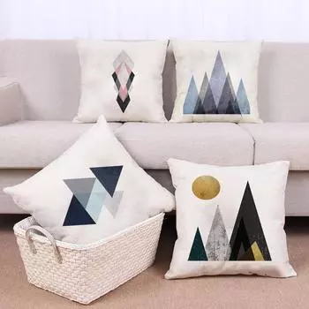 Наволочка для дивана, гостиной, дома, подушка, скандинавский геометрический декоративный треугольный принт, чехол для подушки 40x40cm