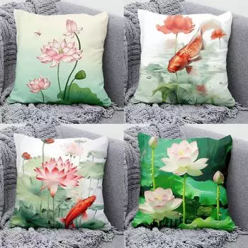 Наволочка для дивана с изображением лотоса, украшение для спальни, офиса, гостиной, дома 40x40cm