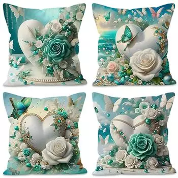 Наволочка для дивана с изображением влюбленной пары на День святого Валентина, наволочка для украшения дома, наволочка из льна с принтом One Size