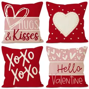 Наволочка для дивана с изображением влюбленной пары на День святого Валентина, наволочка для украшения дома, наволочка из льна с принтом One Size