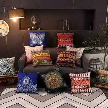 Наволочка для дивана, спальни, украшение, винтажный стиль, живопись, этнический богемный персидский узор 40x40cm