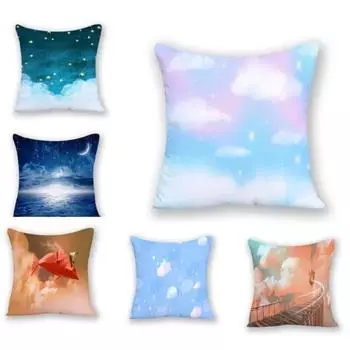 Наволочка для домашнего декора, квадратная наволочка, облако, мультяшная звезда, декоративная подушка 40x40cm