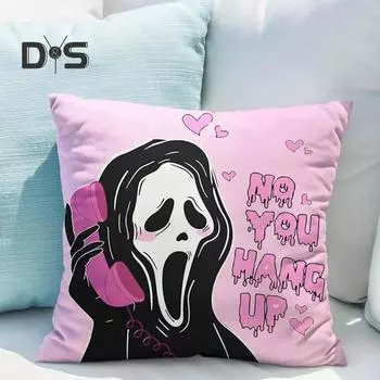 Наволочка для Хэллоуина с принтом лица привидения Декор для вечеринки на Хэллоуин для дома и офиса День святого Валентина Спальня Гостиная Чехол для дивана 45x45cm