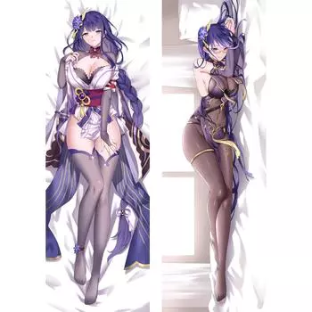 Наволочка для косплея Genshin Impact Dakimakura Raiden Shogun, обнимающая наволочка для тела, подушка отаку, сексуальный чехол для подушки 120x40cm Pillowcase