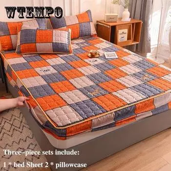 Наволочка для кровати, трехсекционный нескользящий фиксированный чехол на кровать, утолщенный хлопковый дышащий пыленепроницаемый чехол, защитный чехол Mengsi, комплект двуспальной кровати Queen