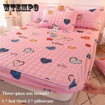 Наволочка для кровати Три комплекта по 1,8 метра 2-метровая кровать Толстая куртка Дышащий пылезащитный чехол Meng Si Защитный чехол Комплект двуспальной кровати Fresh Cute Feng Queen