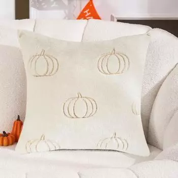 Наволочка для подушки на Хэллоуин с рисунком тыквы, мягкая, из искусственного меха кролика, однотонная, квадратная, для спальни, гостиной, дивана, наволочка для подушки оранжевый