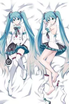 Наволочка для подушки-обнимашки 2way трикотаж Hatsune Miku Magical Mirai Vocaloid x 50 в натуральную величину (160 см) зелёный