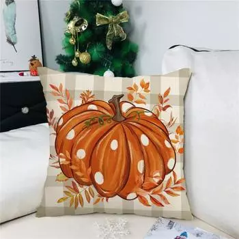 Наволочка для подушки с 3D-принтом тыквы, квадратная форма, скрытая застежка-молния, спальня в фермерском стиле