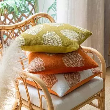 Наволочка для подушки с 3D-принтом тыквы, квадратная форма, скрытая застежка-молния, спальня в фермерском стиле 45x45cm зелёный