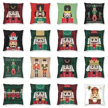 Наволочка для подушки «Щелкунчик», украшение для дивана, украшение для дома, квадратная наволочка с изображением игрушечного солдатика, рождественский подарок 40x40cm