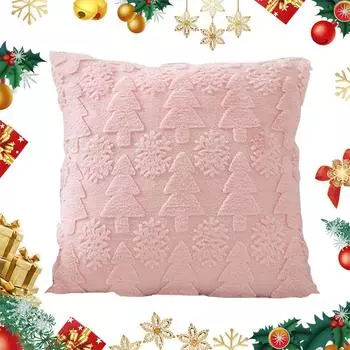 Наволочка для подушки «Снежинка» Рождественская плюшевая наволочка для подушки Пушистая наволочка «Снежинка» для украшения зимних праздников слоновая кость