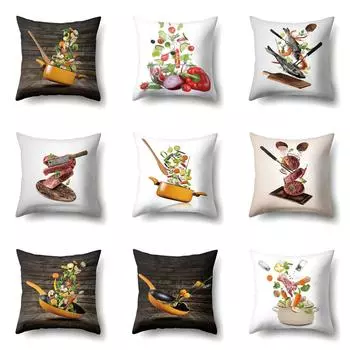 Наволочка для приготовления пищи, мультяшный узор, поясничная подушка, диванная подушка 40x40cm