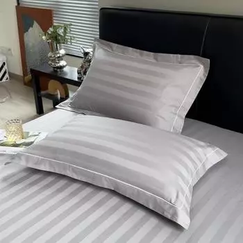 Наволочка для сна в полоску, белая, 100% хлопок, высококачественное простое постельное белье для дома в отеле, наволочка, без наполнителя, 48*74 см *2 шт. 480*740mm серый