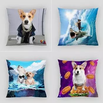 Наволочка для собаки с принтом квадратный домашний декор на молнии 40x40cm