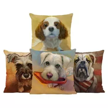 Наволочка для спальни, подушка с животным принтом, подушка на каблуках, кавалер-кинг-чарльз-спаниель, книжный шкаф, декоративный плед 40x40cm