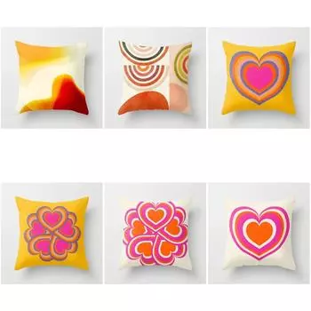 Наволочка для украшения дома, чехол для дивана, скандинавская гостиная, абстрактное розовое сердце 40x40cm