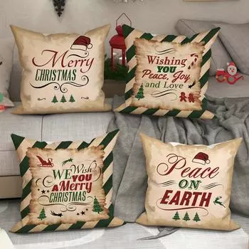 Наволочка для украшения рождественской вечеринки в стиле ретро, подходит для дома, гостиной, дивана, наволочка 45x45 см 40x40cm