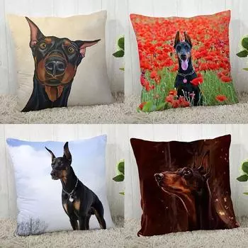 Наволочка Доберман Пинчер Современный дом Украшение гостиной 40x40cm