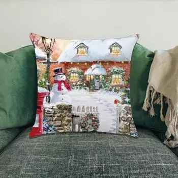 Наволочка Дышащее украшение дома Мягкая текстура Модный рождественский чехол для подушки F