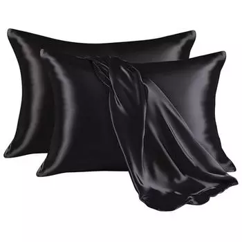 Наволочка из атласа для волос и кожи, наволочка из шелкового атласа, 2 шт., набор из 2 наволочек размера Queen, шелковистая наволочка с застежкой-конвертом серебряный серый