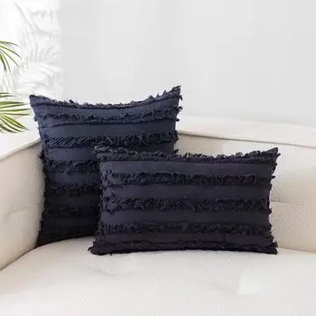 Наволочка из хлопка и льна в богемном стиле, без сердцевины, срезанные цветы, кисточки, чехол для диванной подушки 30*50 бежевый