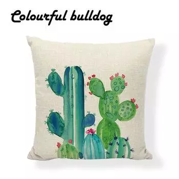 Наволочка из льна, наволочка с рисунком кактуса, наволочка для подушки, чехол для подушки для дома, наволочка для подушки