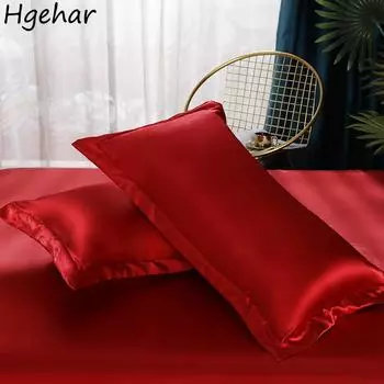 Наволочка из ледяного шелка, однотонная, простая, модная, моющаяся, 48*74 см, 1/2 шт., универсальная наволочка, постельное белье, роскошь, дышащая, удобная 48x74cm-1pc