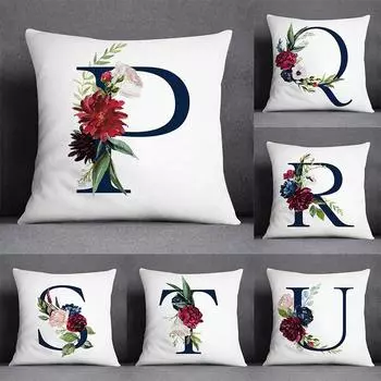 Наволочка из персиковой кожи, декоративная наволочка с цветочным узором и буквами, квадратная наволочка, декоративная наволочка для домашнего офиса 40x40cm