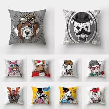 Наволочка из персиковой кожи с принтом собаки, украшение дома, спальня, гостиная, диван, наволочка 45x45 см 40x40cm