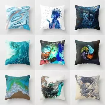 Наволочка из полиэстера с грязным цветным принтом, наволочка для дома, гостиной, дивана, спальни, украшение, наволочка 45x45 см 40X40CM