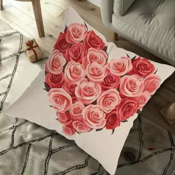 Наволочка из полиэстера с принтом красной розы, чехол для диванной подушки, украшение для дома, квадрат 45x45 на День матери, День святого Валентина, свадьбу CC2PS454505C7