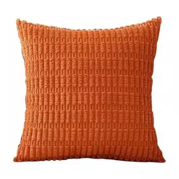 Наволочка из вельвета, однотонная, скрытая молния, текстура с изображением колоса пшеницы, квадратная форма, спальня, гостиная 45x45cm оранжевый