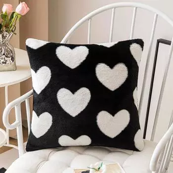 Наволочка ко Дню святого Валентина 17,7x17,7 дюймов с рисунком в виде сердца - уютный чехол для подушки для спальни, дивана и кушетки, идеальный домашний декор для любви и романтики One Size чёрный